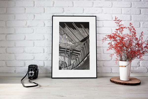 spaghetti, junction, linocut, lino, cut, print, industrial, artist, gary, eite
