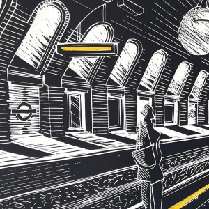 Baker Street Underground Linocut